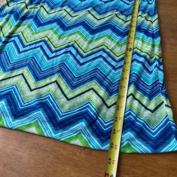 Lily Bleu Sz L Strapless Chevron Maxi Casual Dress Neon Striped Belted - Picture 6 of 7